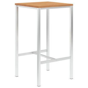 Stolik barowy, 60x60x105 cm, drewno tekowe i stal nierdzewna