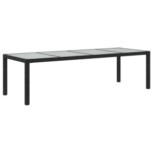 Stół ogrodowy, czarny, 250x100x75 cm, szkło i rattan PE