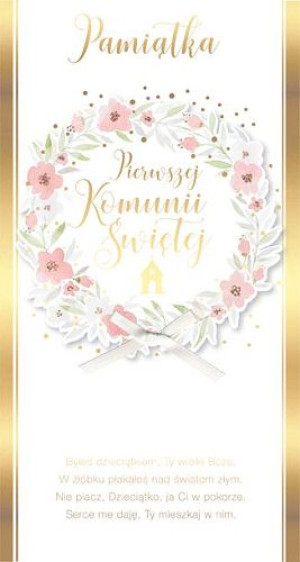 Kartka na Komunię delikatnie zdobiona PM72