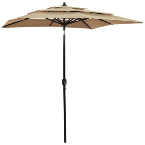 3-poziomowy parasol na aluminiowym słupku, kolor taupe, 2x2 m