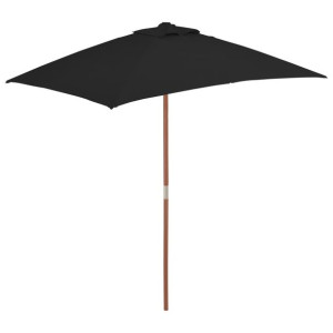 Parasol ogrodowy na drewnianym słupku, czarny, 150x200 cm