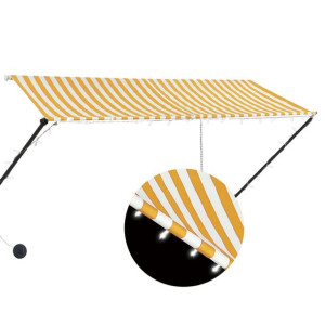 Markiza zwijana z LED, 300x150 cm, żółto-biała