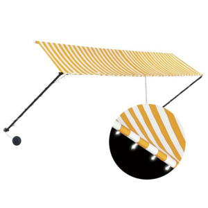 Markiza zwijana z LED, 400 x 150 cm, żółto-biała