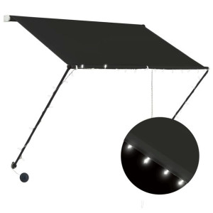 Markiza zwijana z LED, 200 x 150 cm, antracytowa