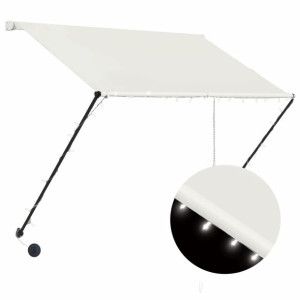 Markiza zwijana z LED, 200 x 150 cm, kremowa