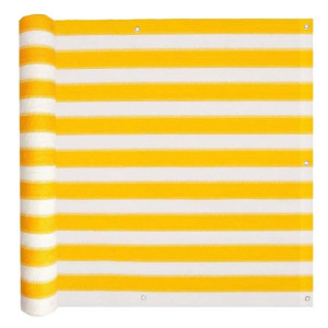 Parawan balkonowy, HDPE, 90x400 cm, żółto-biały