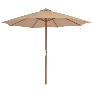 Parasol ogrodowy na drewnianym słupku, 300 cm, taupe