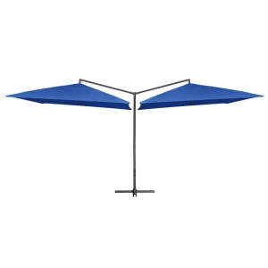Podwójny parasol na stalowym słupku, 250 x 250 cm, lazurowy