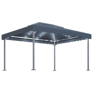 Altana ze sznurem lampek LED, 400x300 cm, antracyt, aluminium