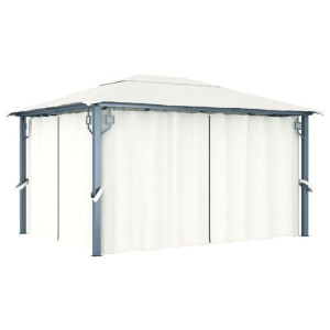 Altana ogrodowa z zasłonami, 400 x 300 cm, kremowa, aluminium