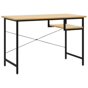 Biurko komputerowe, czerń i jasny dąb, 105x55x72cm, MDF i metal