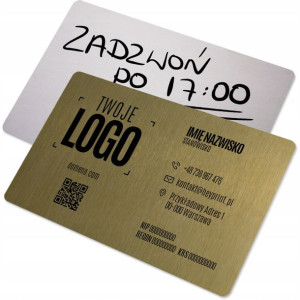 Wizytówki Metalowe Z Notatkami Złote 50 Szt 0.5 Mm