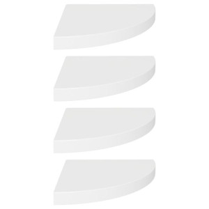 Narożne półki ścienne, 4 szt., białe, 35x35x3,8 cm, MDF
