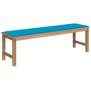 Ławka ogrodowa z niebieską poduszką, 150 cm, lite drewno tekowe