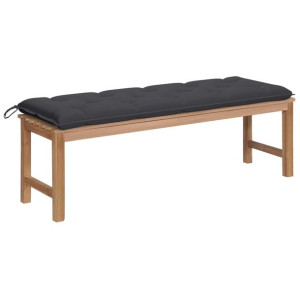 Ławka ogrodowa z antracytową poduszką, 150 cm, drewno tekowe