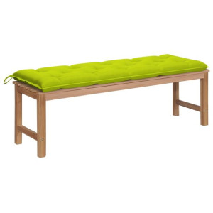 Ławka ogrodowa z jasnozieloną poduszką, 150 cm, drewno tekowe