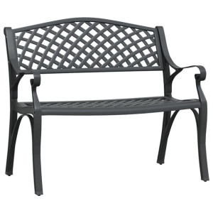 Ławka ogrodowa, 102 cm, odlew aluminium, czarna