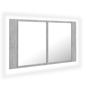 Szafka łazienkowa z lustrem i LED, szarość betonu, 80x12x45 cm