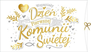 Kartka na Komunię bogato zdobiona Duża KPE157