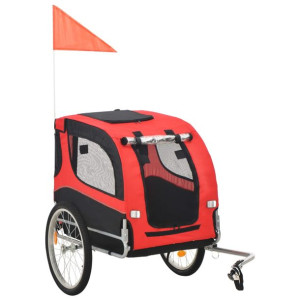 Przyczepka rowerowa dla psa, czerwono-czarna