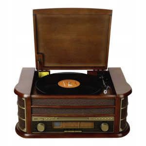Gramofon Retro Kaseta Odtwarzacz CD Radio USB MP3