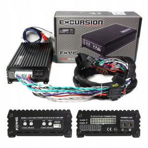 Wzmacniacz Excursion 4 x 50W klasa D Wiązka Kabli