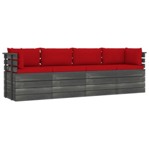 Ogrodowa sofa 4-osobowa z palet, z poduszkami, drewno sosnowe