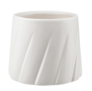 Osłonka doniczka ceramiczna 14,5 cm GABRIEL biały wzór plisowany plisa