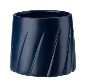 Osłonka doniczka ceramiczna 14,5 cm GABRIEL granatowy wzór plisowany plisa