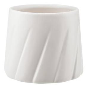 Osłonka doniczka ceramiczna 17 cm GABRIEL biały wzór plisowany plisa