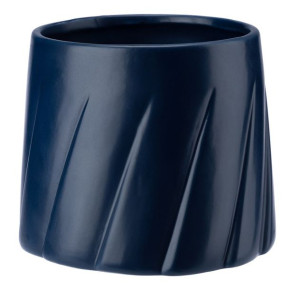 Osłonka doniczka ceramiczna 17 cm GABRIEL granatowy wzór plisowany plisa