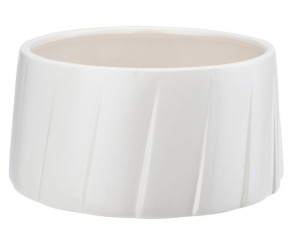 Osłonka doniczka ceramiczna 20x10 cm GABRIEL biały wzór plisowany plisa
