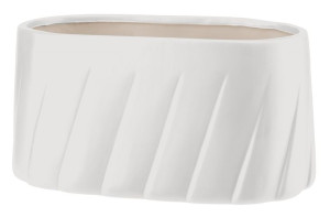 Osłonka doniczka ceramiczna podłużna 24 x13 cm GABRIEL biały wzór plisowany