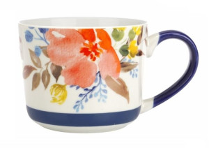 Kubek porcelanowy porcelana New Bone FLORIST 300 ml wzór nr 1 biały niebies