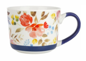Kubek porcelanowy porcelana New Bone FLORIST 300 ml wzór nr 2 biały niebies