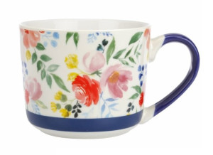 Kubek porcelanowy porcelana New Bone FLORIST 300 ml wzór nr 3 biały niebies