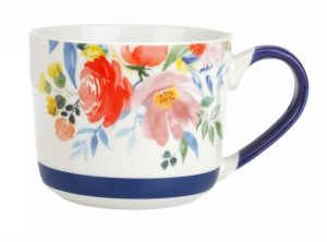 Kubek porcelanowy porcelana New Bone FLORIST 300 ml wzór nr 4 biały niebies