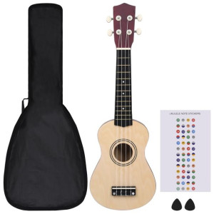 Ukulele sopranowe z pokrowcem, dla dzieci, jasne drewno, 21"