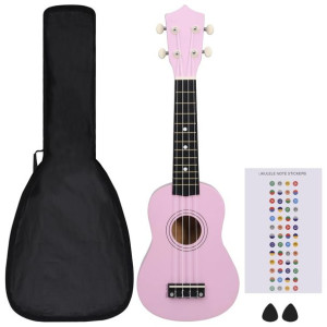 Ukulele sopranowe z pokrowcem, dla dzieci, różowe, 21"