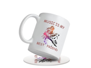 Kubek z Nadrukiem + podkładka - Music Is My Best Friend