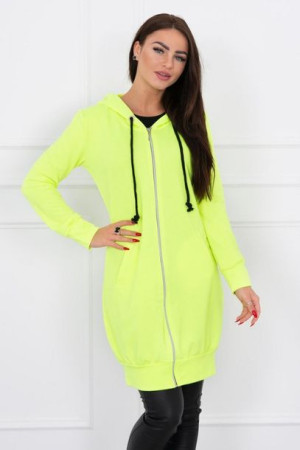 Bluza Sukienkowa Z Kapturem Żółty Neon