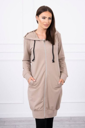 Bluza Sukienkowa Z Kapturem Ciemny Beżowy