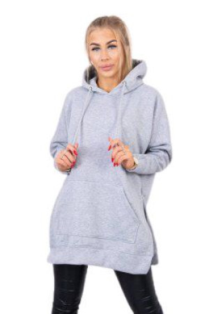 Bluza Damska Ocieplana Na Zimę Z Kapturem Szara