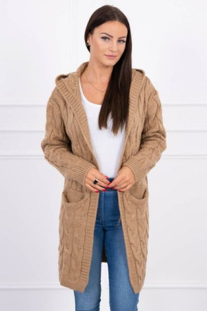 Sweter Z Kapturem I Kieszeniami Camelowy