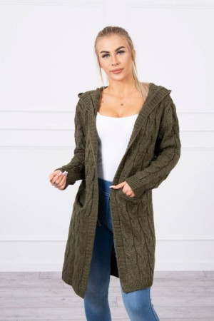 Sweter Z Kapturem I Kieszeniami Khaki