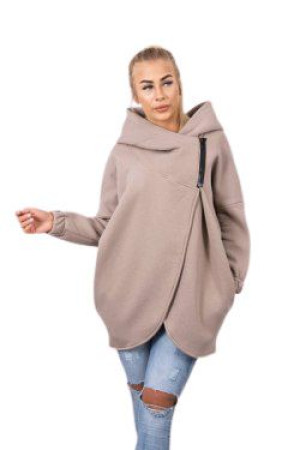 Ciepła Bluza Damska Z Kapturem Oversize Ciemny Beż