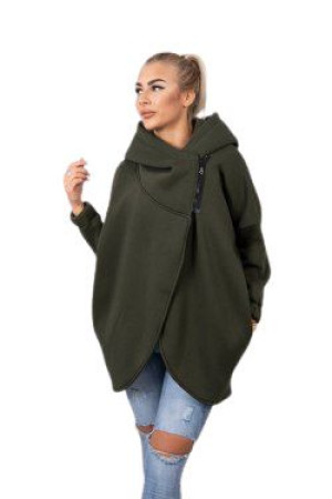 Ciepła Bluza Damska Z Kapturem Oversize Khaki