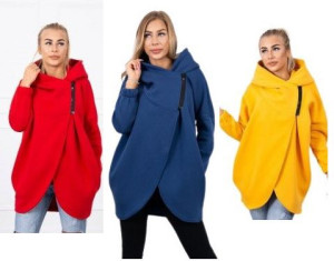 Bluza Damska Oversize Z Krókim Suwakiem Kolory