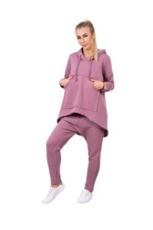 Dres Damski Komplet Bluza I Spodnie Baggy Ciemny Różowy
