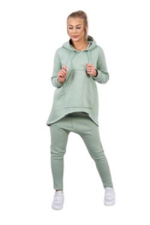 Dres Damski Komplet Bluza I Spodnie Baggy Ciemny Miętowy